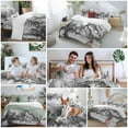thumbnail image 6 of Abstract Dinosaur Duvet Cover Set Full Size Retro Gray Animal Little Girl Soft Lightweight Comforter Covers 4 Piece Bedding Set with 1 Duvet Cover 1 Bed Sheet & 2 Pillow Shams, 6 of 8
