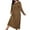 Brown, variant on Womens Cotton Long Sleeve Nightgowns Soft Ladies Sleep Shirts V Neck Full Length Night Shirts Sleepwear Multicolor XXL