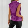 thumbnail image 5 of WREESH Women Elegant Satin Wrap V Neck Sleeveless Blouse Ruched Front Cowl Neck Tank Top, 5 of 7