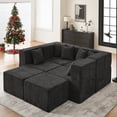 thumbnail image 5 of BEHOST 130" U-Shaped Modular Sectional Sofa, 6-Piece Cloud Couch with 2 Movable Ottomans, Extra Deep Seat Chenille Sleeper Sofa, Flexible Oversized Modern Sofa Set for Living Room, Chenille Black, 5 of 10