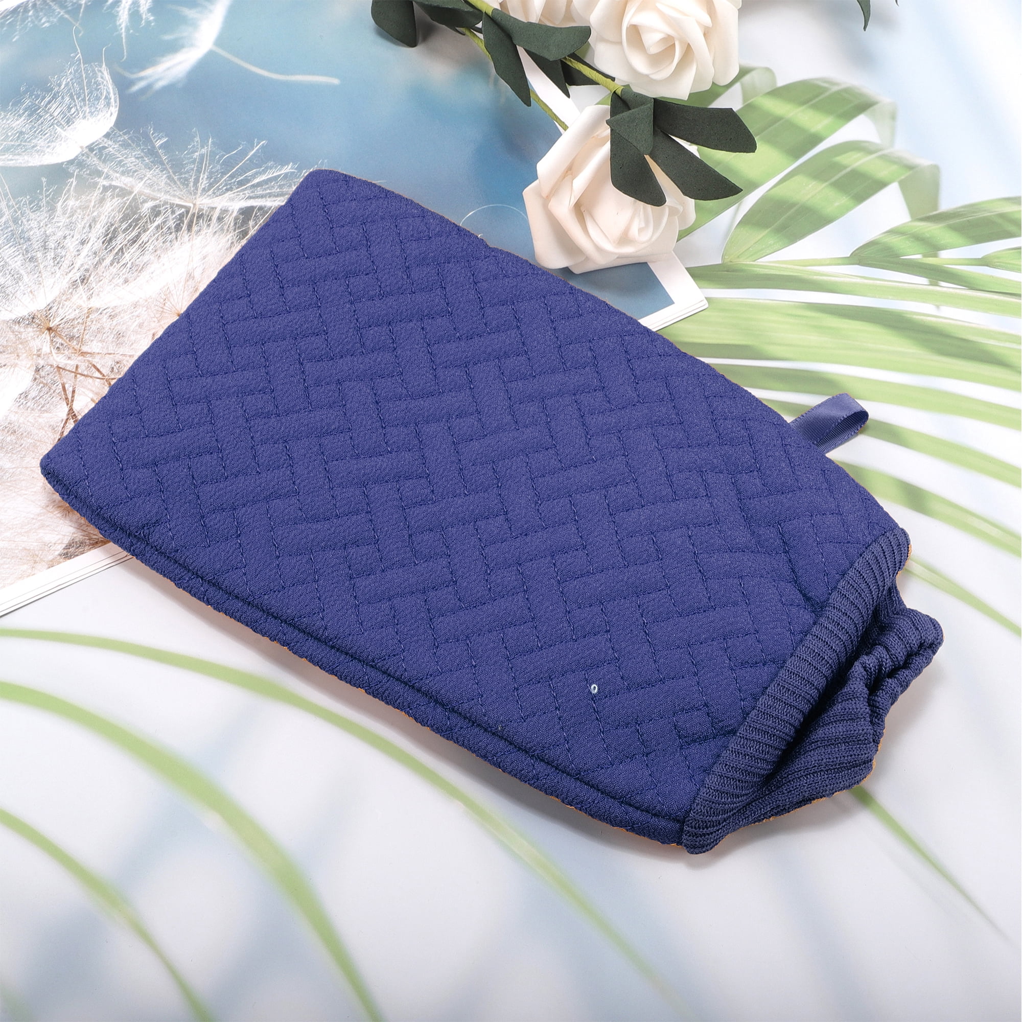 Unique Bargains Gloves Bath Towel for bathroom 14x24cm 1 Pc Navy Blue