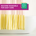 thumbnail image 5 of TOWN & COUNTRY PLAY Adeline Offset Stripe Cotton-Rich Breathable Fabric Shower Curtain with Anti-Rust Grommets, Pink/Beige/Yellow, 70"x72", 5 of 9
