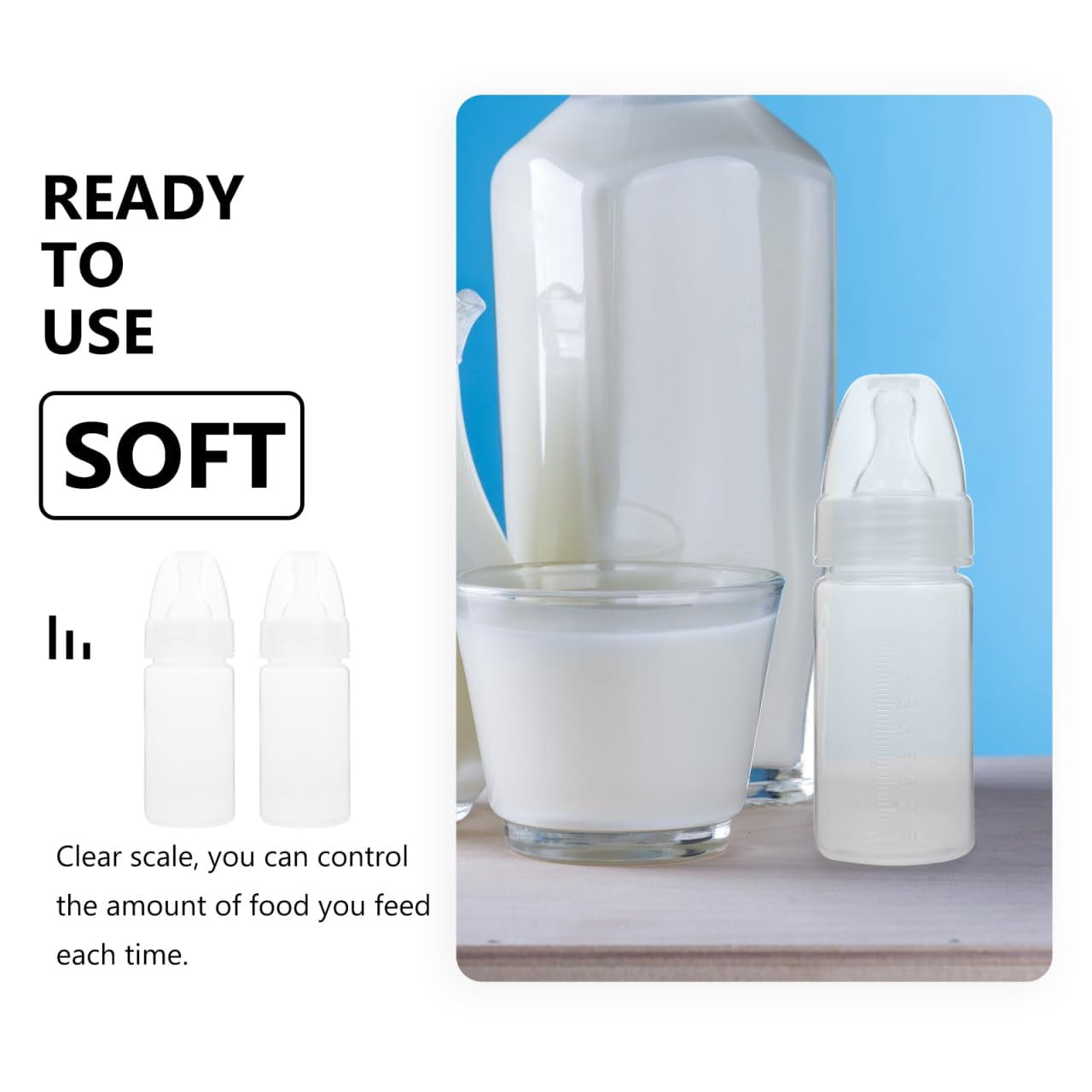 ABCISI 15 Pcs Newborn Disposable Milk Bottles Babies Supple Milk Bottles Classic Clear Neck Bottles (White)