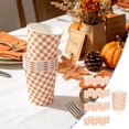 thumbnail image 6 of 50-Piece Check Print Disposable Tableware Set with 9-Inch Paper Plates, Cups and Napkins, Festive Party Supplies for Thanksgiving Banquet, Birthday Reunion, Family Dinner Decoration, 6 of 6