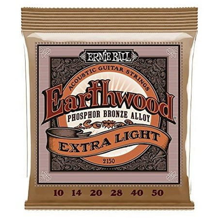 Ernie Ball 2150 Earthwood Acoustic Phosphor Bronze Guitar Strings, Extra Light,