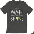 thumbnail image 2 of Watt World Shine Light Matching Couple T-Shirts Gift Cool Grey, 2 of 5
