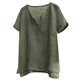 thumbnail image 1 of Camisa Henley de algodón y lino para hombre: manga corta, corte holgado, color liso, playa/yoga, tallas M-XXXXL, todas las estaciones, 1 of 6