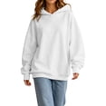 thumbnail image 5 of Women Oversized Hoodie Long Sleeve Drop Shoulder Pullover Solid Color Loose Fit Casual Hooded Sweatshirt, 5 of 9
