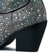 thumbnail image 3 of Vimisaoi Rhinestone Cowboy Boots Ankle Boots Chunky Heels Pointed Toe Sparkly Glitter Knee High Boots Diamond Pull On Western Boots Mid Calf Cowgirls Boots Trendy Shoes for Women, 3 of 5