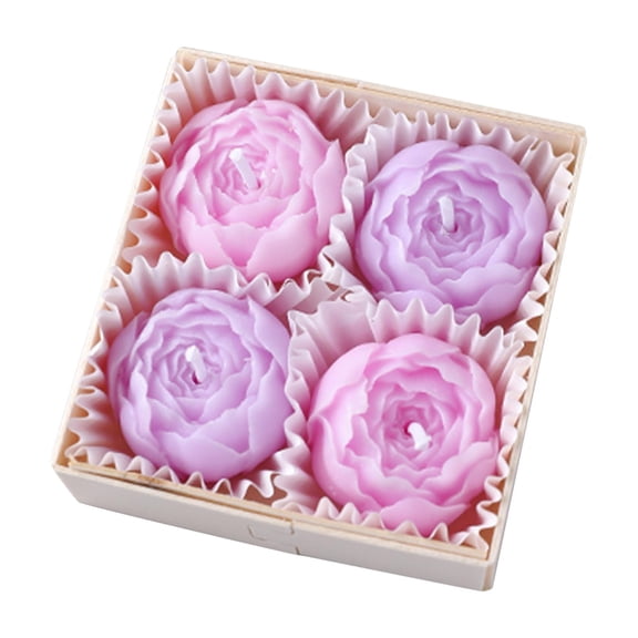 Scented Candle Gift Set 4-Piece Peony Rose Aromatherapy in Tin Container Luxury Home Fragrance Romantic Present for Anniversary Valentine Wedding Decor