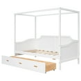 Twin Size Canopy Daybed, Canopy Platform Bed with 3 in 1 Drawers, Wood Twin Canopy Bed Frame
