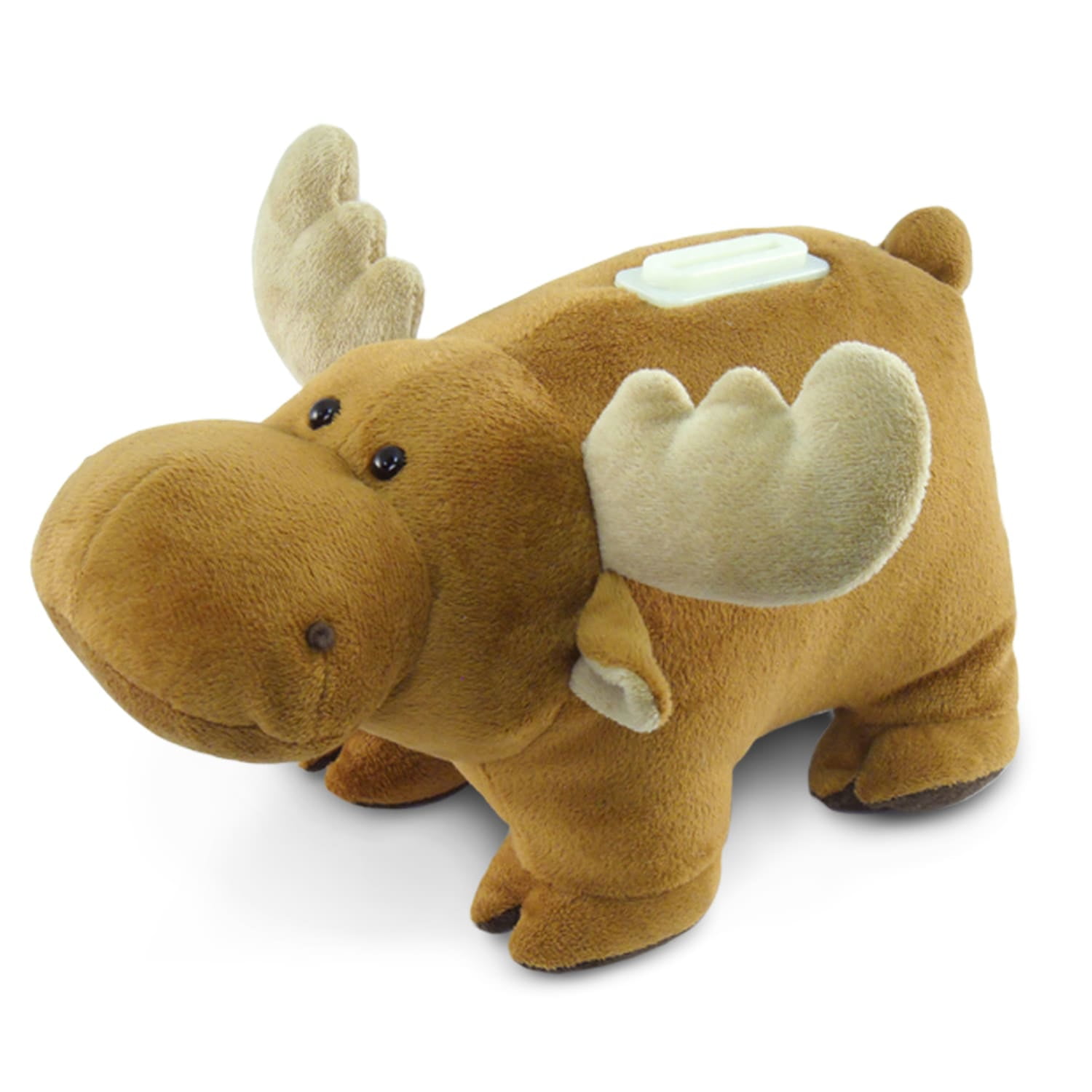Puzzled Brown Moose Huggie Coin Bank Plush 8.5 Inch