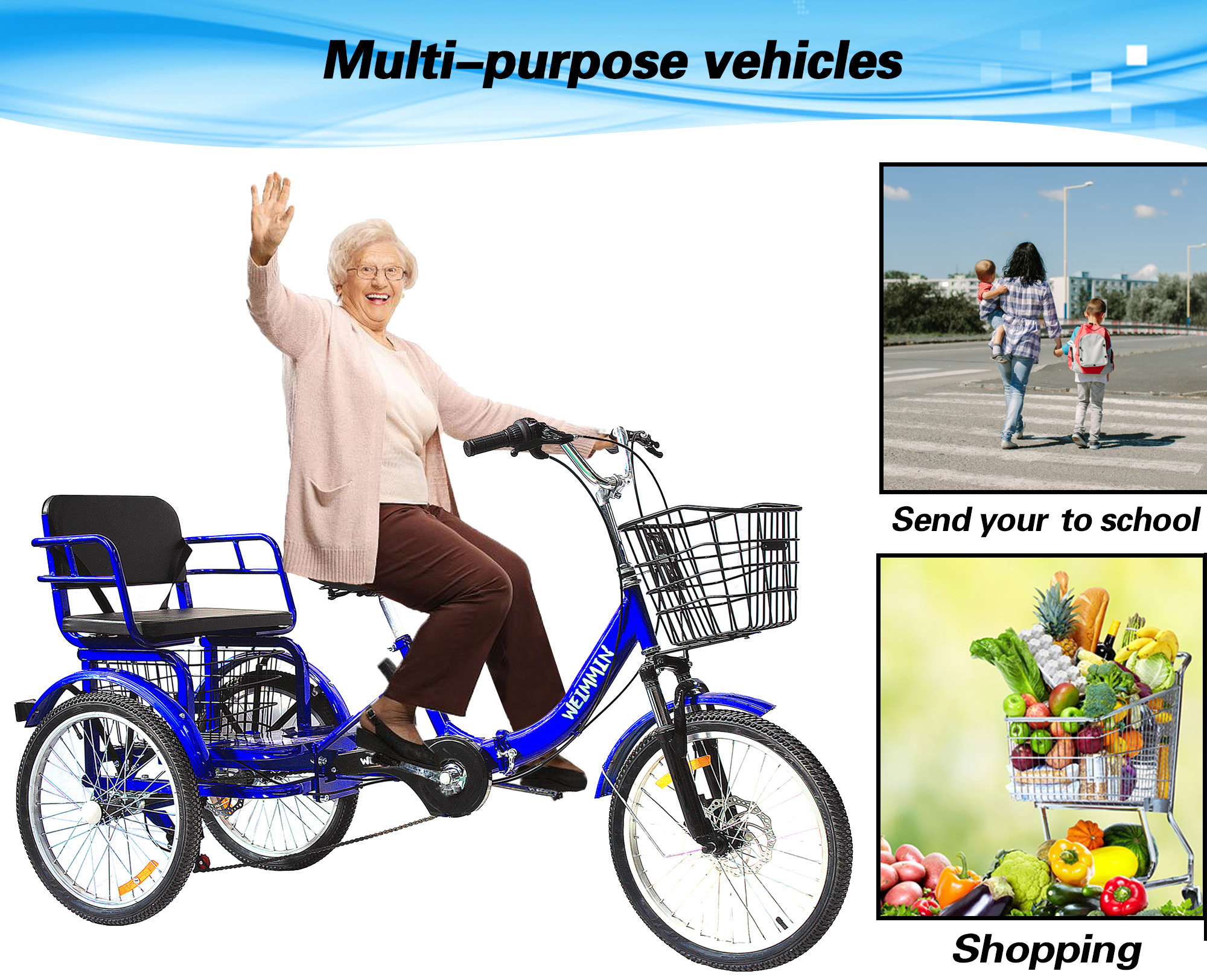 Adult Tricycle 1 Speed, 20 inch Folding Tricycle  Three Wheel Bike for Women/Men/Seniors Bicycle, Wheel Bike for Shopping/Children load 450Ib