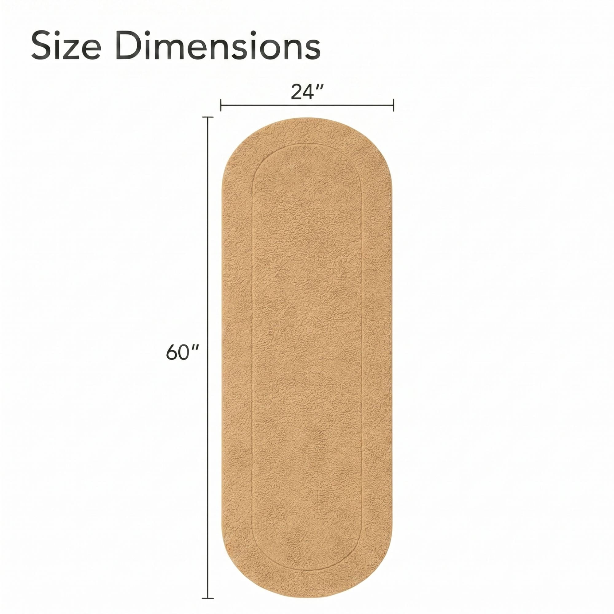 Superior Oval Bordered Cotton Washable Non-Slip Bath Rug, Runner Size, Toast