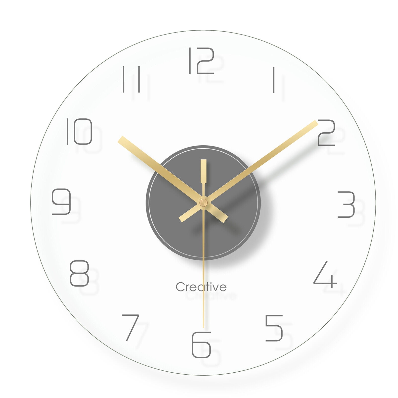 Wall Clock 12 Inch Clear Glass Wall Clocks Non-Ticking Battery Operated Ultra-Quiet Movement Quartz for Office Classroom School Home Living Room
