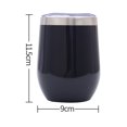 thumbnail image 2 of 1 Pack 12 Oz Stainless Steel Wine Tumbler with Slip Lids, Double Wall Vacuum Insulated Travel Cup for Coffee, Cocktail, Drink Black, 2 of 8