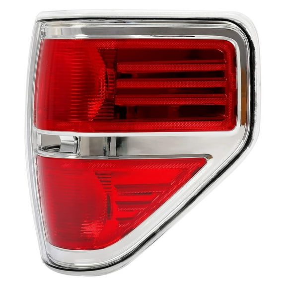 MPXBM Passenger Side Brake Tail Light Compatible For Ford F150 F-150 2009 2010 2011 2012 2013 2014, Right Rear Side Lamp Red Lens Chrome Trim