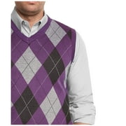 True Rock Mens Argyle V-Neck Sweater Vest (Purple/Blk/Gray, X-Large)