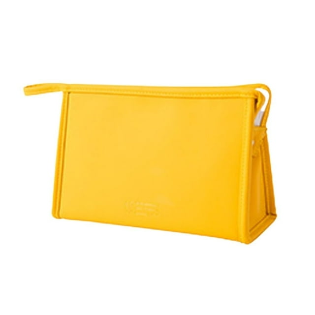 Organizador de bolsas de maquillaje para mujer, bolsa de cosméticos, bolsa de tocador portátil de PU de color caramelo, bolsa de maquillaje de viaje