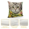 thumbnail image 4 of SHANXI Tabby Cat with Green Scarf Decorative Throw Pillowcase for 18x18in, 4 of 5