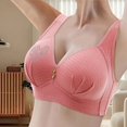 thumbnail image 2 of Womens Bras Front Closure Wireless Push Up Bra With Fixed Cup Queen Size Zero-Irritation Sport Bra Pink 42, 2 of 6
