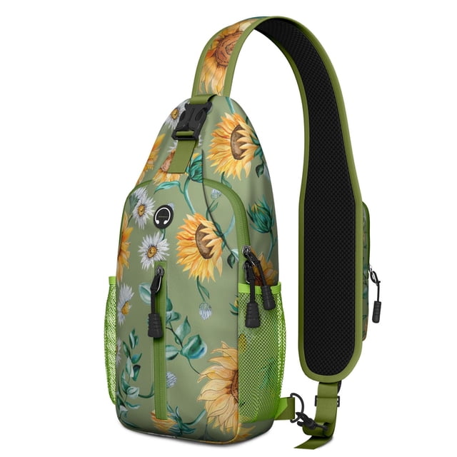 Sac à Bandoulière Tournesol Rustique Jaune, Léger et Durable avec Sangle Réglable, Multiples Compartiments pour Voyage, Promenades en Ville, Gym
