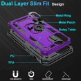 thumbnail image 3 of Compatible for iPhone 12 Case, iPhone 12 Pro Case with HD Screen Protector, Military-Grade Shockproof Protective Phone Case with Magnetic Kickstand Ring for iPhone 12/12 Pro, Purple, 3 of 8