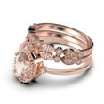 thumbnail image 4 of Beautiful Boho And hippie 2.35 Carat Oval Cut Morganite And Diamond Moissanite Engagement Ring, Wedding Ring, Two Matching Band in 10k Solid Rose Gold, Romanic Gift For Her, Promise Ring, 4 of 4