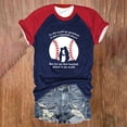 thumbnail image 2 of T-Shirts Womens with Sayings Women's Color Block Raglan Baseball Letters Printed Round Neck Casual Short Sleeve Baseball T Shirt - Hontri, 2 of 4
