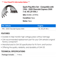 thumbnail image 2 of Spark Plug Wire Set - Compatible with 1996 - 2000 Chevy Express 3500 7.4L V8 L29 VIN J 1997 1998 1999, 2 of 2