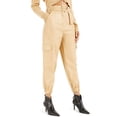 thumbnail image 1 of INC Pantalones cargo casuales de piel sintética para mujer, beige, 4 estándar, 1 of 1