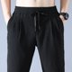 thumbnail image 4 of Pantalones de deporte de lino de seda de hielo para hombre, pantalones de chándal anchos informales, pantalones bombachos ligeros con cordón, primavera y otoño, 4 of 4
