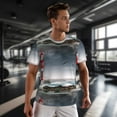 thumbnail image 3 of Wukai 3d Lighthouse in the Surf Print Men's Short-Sleeved Mesh T-Shirt,Quick-Dry Short Sleeve Workout T-Shirt-Medium, 3 of 8