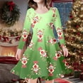 thumbnail image 2 of FhsagQ Dresses Girls Christmas Dresses Size 5T Kids Toddler Girls Christmas Trees Deer Print Christmas Long Sleeve Party Princess Dress Girls Christmas Dresses Size 6/7 Green 4-5 Years, 2 of 5