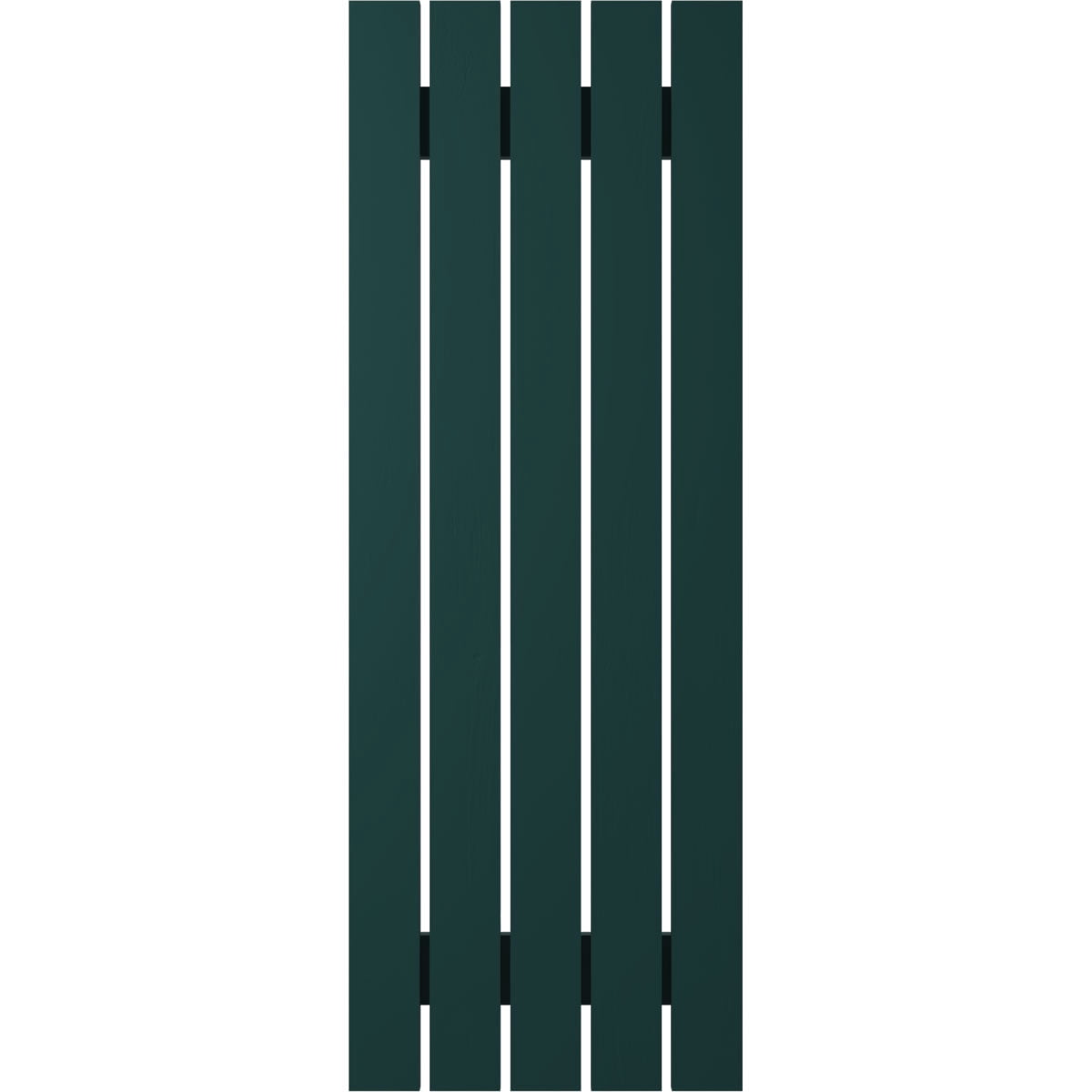 Ekena Millwork 19 1/2"W x 57"H Americraft Five Board (2 Batten) Exterior Real Wood Spaced Board-n-Batten Shutters (Per Pair), Thermal Green