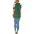 thumbnail image 3 of ZheElen Femmes T-shirt à Rayures Imprimé Manches Courtes Top Col Rond, Noir, M Vert XXL, 3 of 6