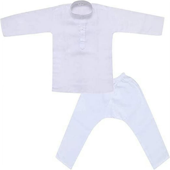 Royal Kurta Boy's Cotton Linen Kurta and Pyjama Set (White; 10-11 Years)