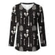 thumbnail image 4 of Camisetas con cuello en V para mujer Camisetas con estampado de Halloween Camiseta de manga corta Blusa Tops Fridja  bvmnju3393, 4 of 4