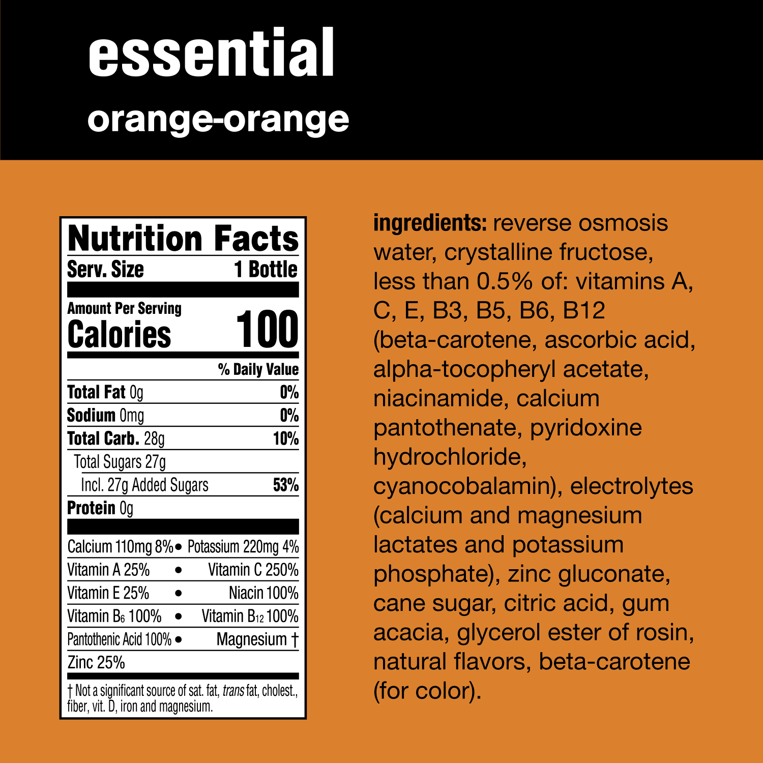 vitaminwater essential electrolyte enhanced water w/ vitamins, orange-orange drinks, 20 fl oz, 24 Pack