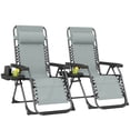 thumbnail image 1 of Outsunny Zero Gravity Chair Set of 2 with Cup Holder, Headrest, Light Grey, 1 of 10