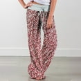thumbnail image 2 of Dyegold Lounge Pants Women Comfy Casual Pajama Y2k Pants Floral Print Drawstring High Waist Wide Leg Palazzo Lounge Pants, 2 of 6