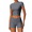Gray, variant on KANG Workout Sets for Women 2 Piece Short Sleeves V Waist Shorts Yoga Outfits