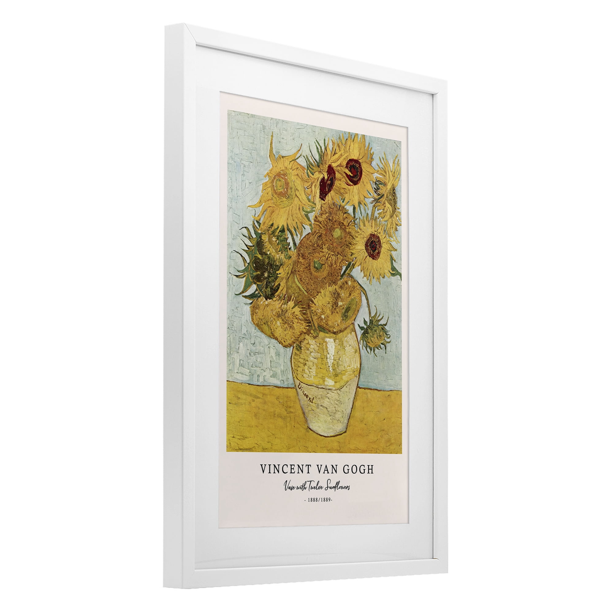 Stupell Industries Classic Vase with Twelve Sunflowers White Framed Print Under Glass, design by Vintage Hustle
