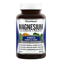 Magnesium Glycinate & Malate Complex w/Vitamin D3, 100% Chelated for Max Absorption, Vegetarian - Bone Health, Nerves, Muscles, 120 Capsules, 60 Days