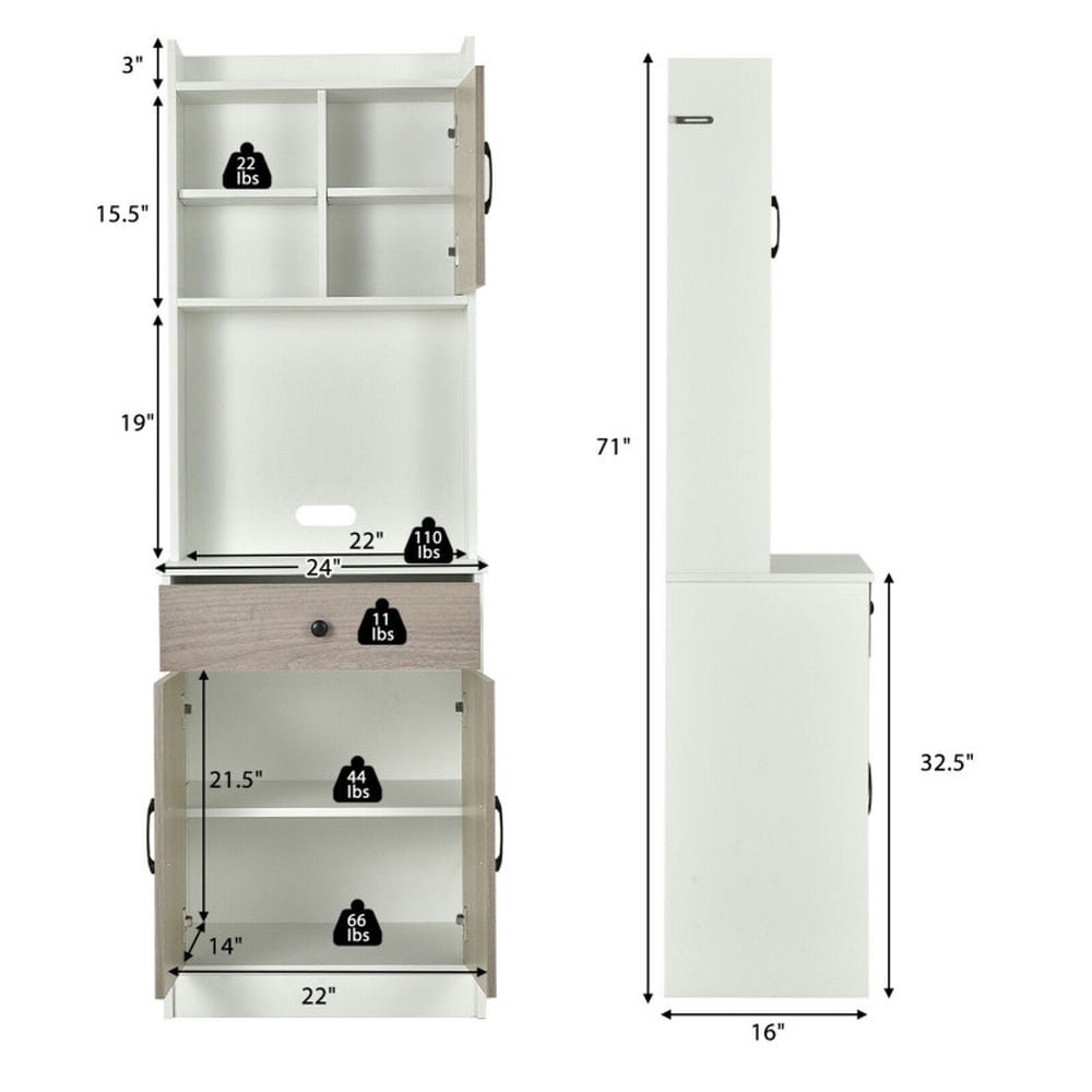 Finihen Kitchen Storage Cabinet, Buffet Sideboard, 3-Door 71 Inch Kitchen Buffet Pantry Storage Cabinet with Hutch and Adjustable Shelf, for Dining Room, Kitchen, Living Room, White Finihen Kitchen Storage Cabinet, Buffet Sideboard, 3-Door 71 Inch Kitchen Buffet Pantry Storage Cabinet with Hutch and Adjustable Shelf, for Dining Room, Kitchen, Living Room, White