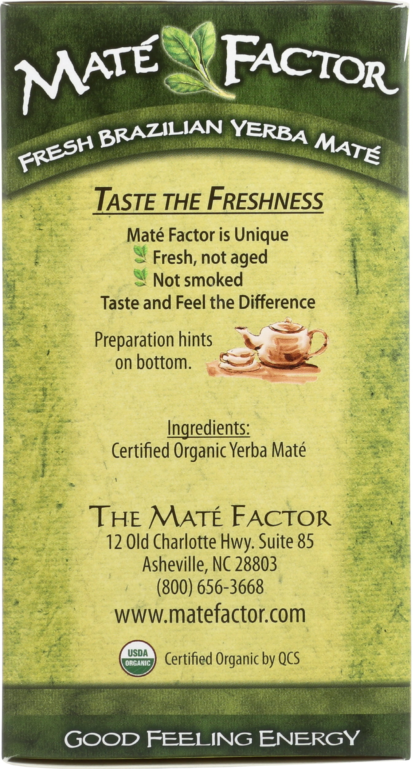 (Pack of 6) Mate Factor Fresh Green Organic Yerba Mate, 2.96oz