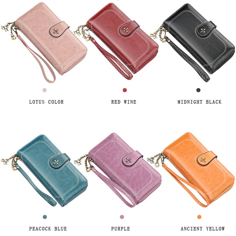 Women's RFID ing Real Leather Zip Around Wallet Clutch Travel Purse