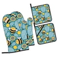 thumbnail image 3 of PUREYAH Oven Mitts And Pot Holders Sets, Kitchen Cartoon Bumble Bee Sunflower Oven Gloves Hot Pads Heat Resistant 4 Pieces, 3 of 6