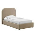 thumbnail image 2 of Keynote Performance Velvet Curved Twin Platform Bed in Taupe, 2 of 9