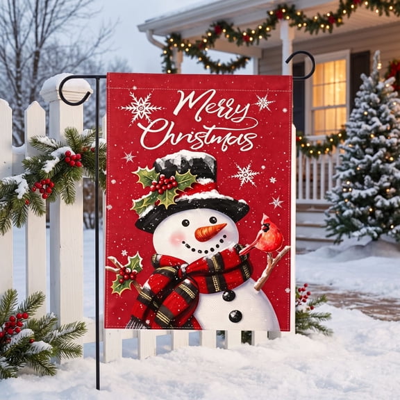 Aonerit Christmas Garden Flag, Double Sided Printed, Santa Snowman Xmas Tree, Outdoor Yard Holiday Decor, Front Porch Garden Flag